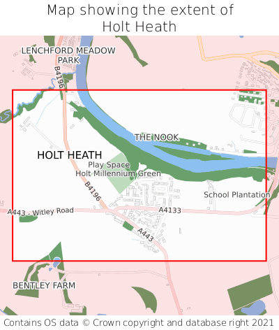 Map showing extent of Holt Heath as bounding box