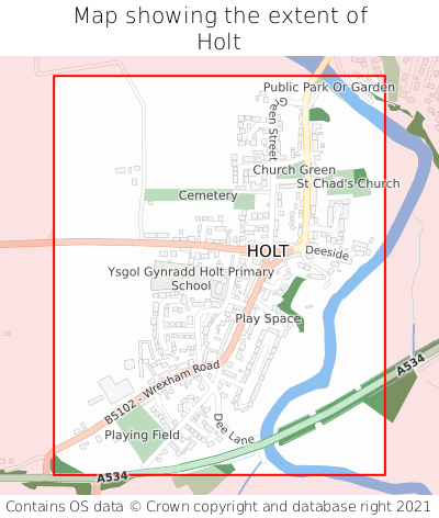 Map showing extent of Holt as bounding box