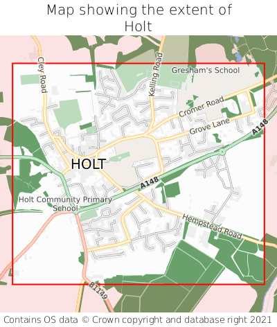 Map showing extent of Holt as bounding box