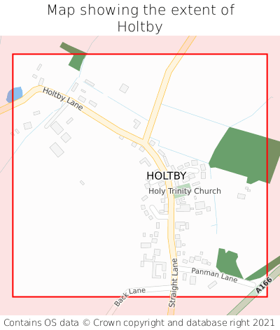 Map showing extent of Holtby as bounding box