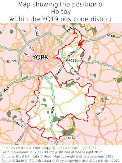 Map showing location of Holtby within YO19