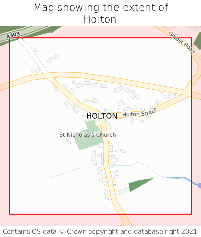 Map showing extent of Holton as bounding box