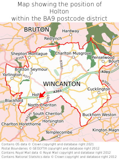 Map showing location of Holton within BA9