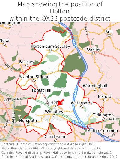 Map showing location of Holton within OX33