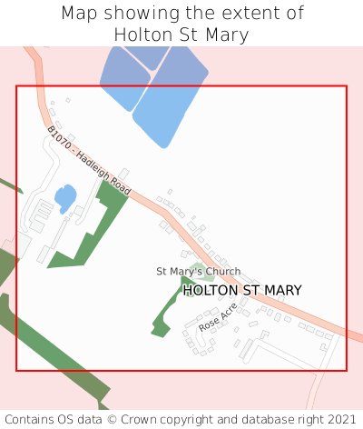 Map showing extent of Holton St Mary as bounding box