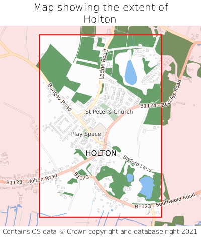 Map showing extent of Holton as bounding box