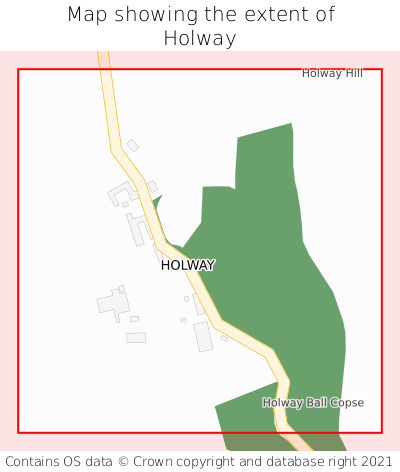Map showing extent of Holway as bounding box