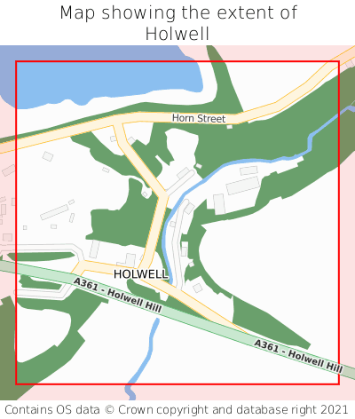 Map showing extent of Holwell as bounding box