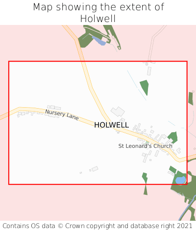 Map showing extent of Holwell as bounding box