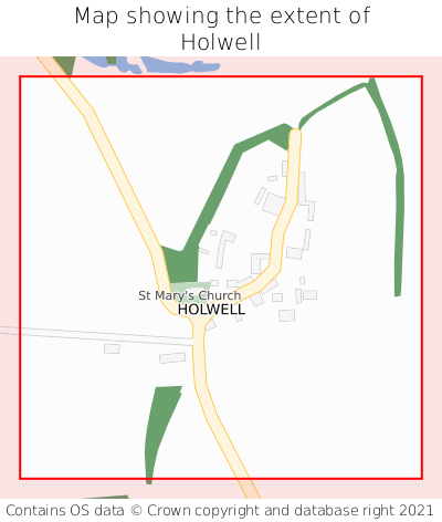 Map showing extent of Holwell as bounding box