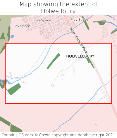 Map showing extent of Holwellbury as bounding box