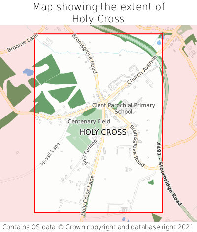 Map showing extent of Holy Cross as bounding box