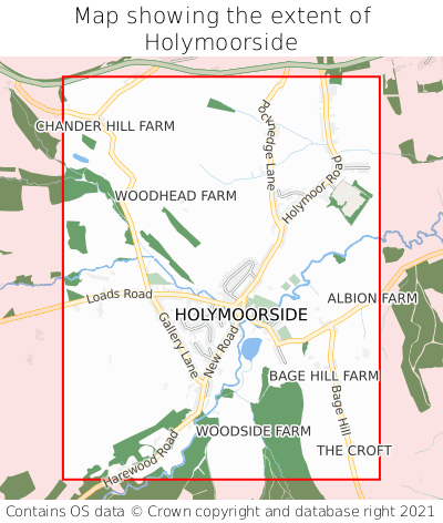 Map showing extent of Holymoorside as bounding box