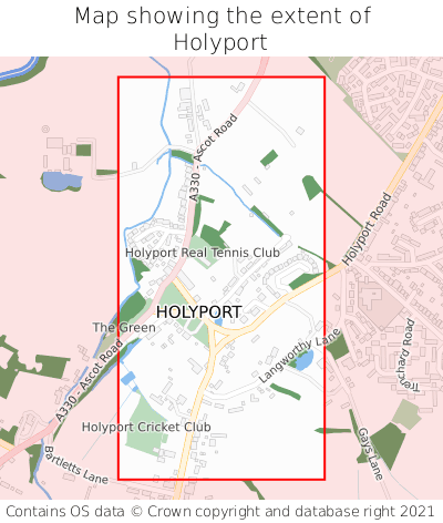 Map showing extent of Holyport as bounding box