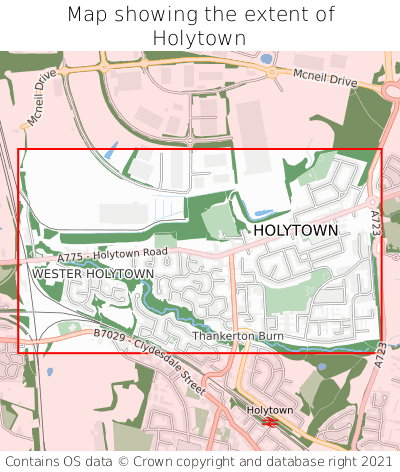 Map showing extent of Holytown as bounding box