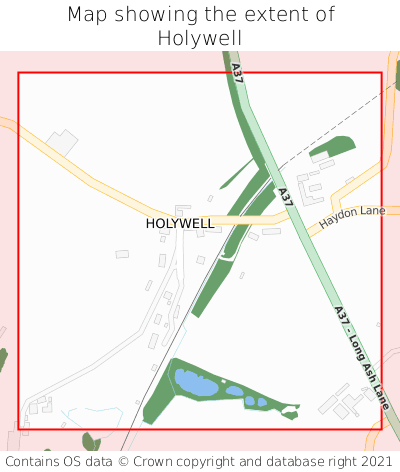 Map showing extent of Holywell as bounding box