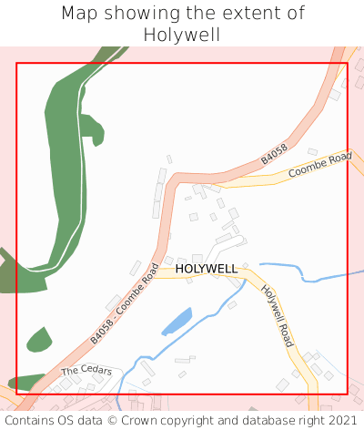 Map showing extent of Holywell as bounding box