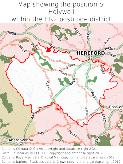 Map showing location of Holywell within HR2
