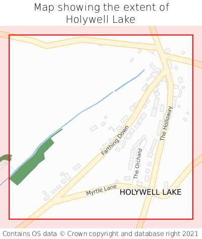 Map showing extent of Holywell Lake as bounding box