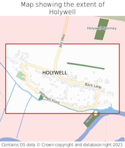 Map showing extent of Holywell as bounding box