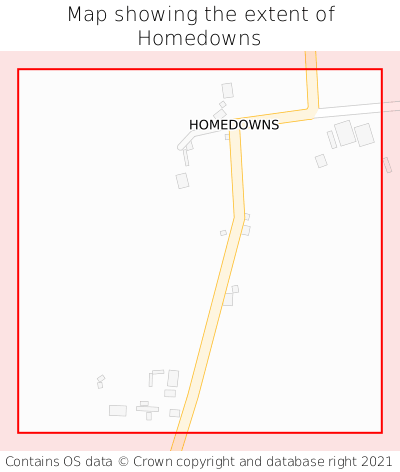 Map showing extent of Homedowns as bounding box