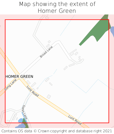 Map showing extent of Homer Green as bounding box