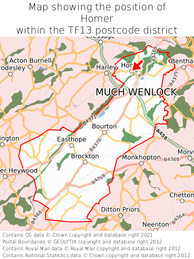 Map showing location of Homer within TF13