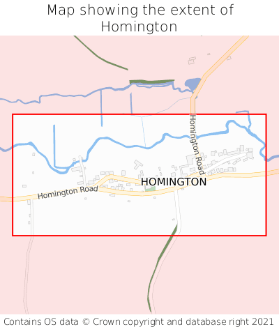 Map showing extent of Homington as bounding box