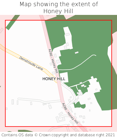 Map showing extent of Honey Hill as bounding box