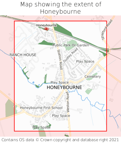 Map showing extent of Honeybourne as bounding box