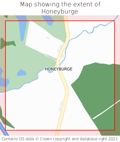 Map showing extent of Honeyburge as bounding box