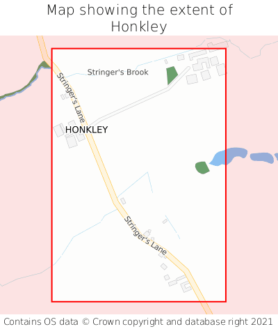 Map showing extent of Honkley as bounding box
