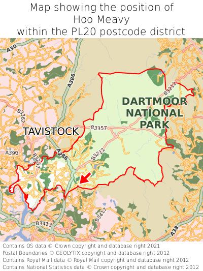 Map showing location of Hoo Meavy within PL20