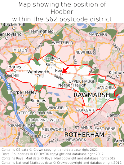 Map showing location of Hoober within S62