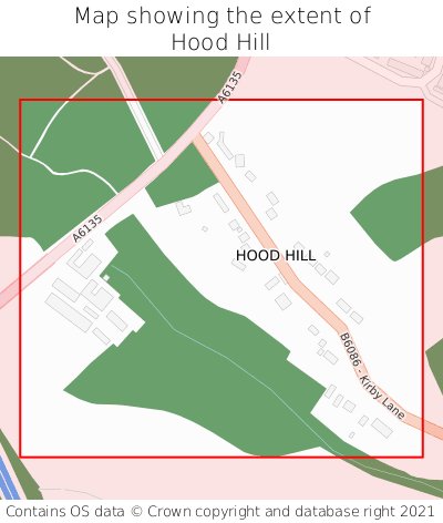 Map showing extent of Hood Hill as bounding box