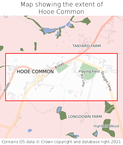 Map showing extent of Hooe Common as bounding box