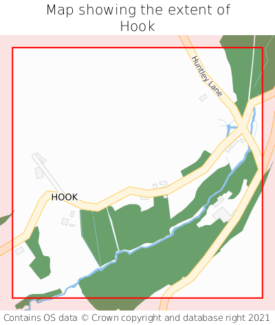 Map showing extent of Hook as bounding box