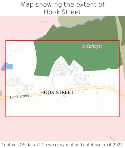 Map showing extent of Hook Street as bounding box