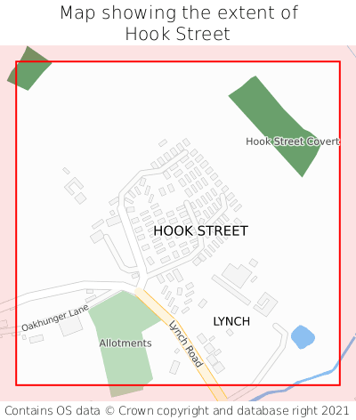 Map showing extent of Hook Street as bounding box