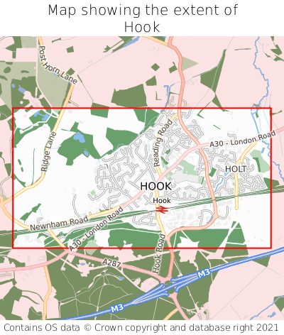 Map showing extent of Hook as bounding box