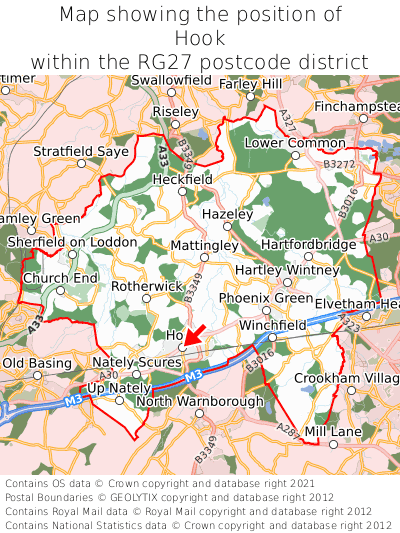 Map showing location of Hook within RG27