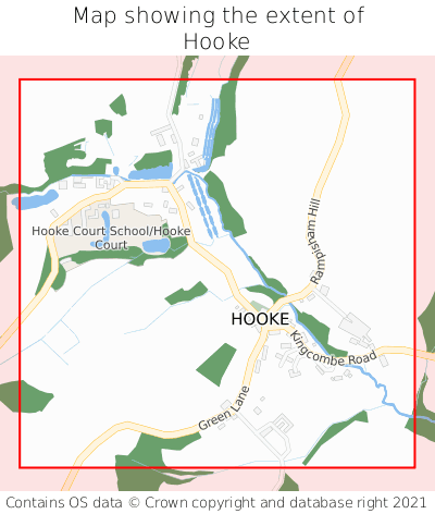 Map showing extent of Hooke as bounding box