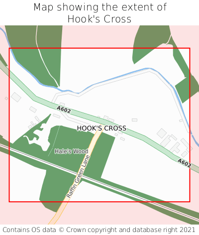 Map showing extent of Hook's Cross as bounding box
