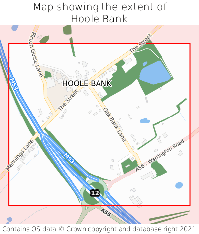 Map showing extent of Hoole Bank as bounding box