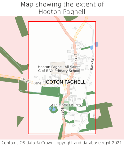 Map showing extent of Hooton Pagnell as bounding box
