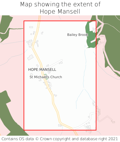 Map showing extent of Hope Mansell as bounding box