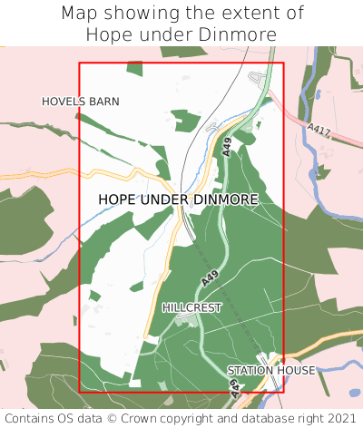 Map showing extent of Hope under Dinmore as bounding box