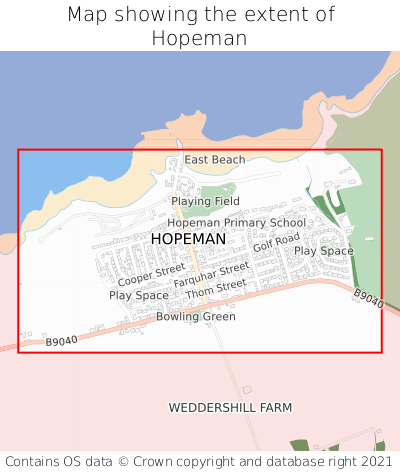 Map showing extent of Hopeman as bounding box