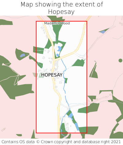 Map showing extent of Hopesay as bounding box