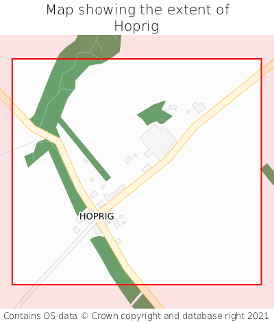 Map showing extent of Hoprig as bounding box